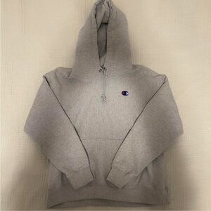 champion reverse weave hoodie in silver grey